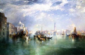 トーマス・モラン Painting - 大運河への入場 ヴェネツィアの海景ボート トーマス モラン